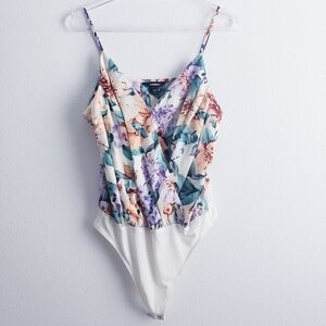 Express Floral Mock Wrap Bodysuit